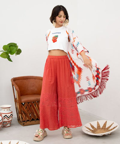 Crochet Texture Platform Ethnic Sandals