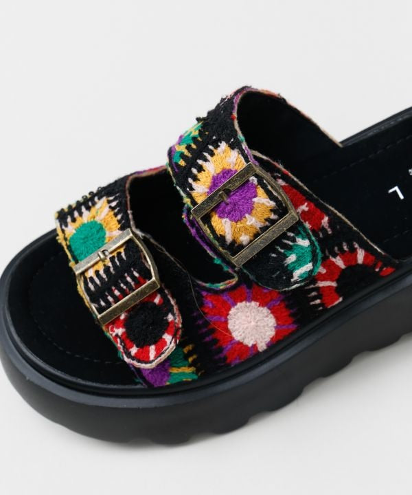 Crochet Texture Platform Ethnic Sandals