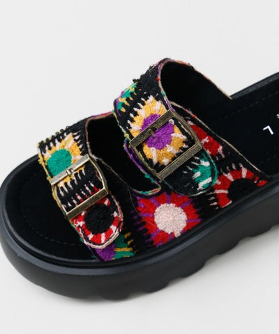 Crochet Texture Platform Ethnic Sandals