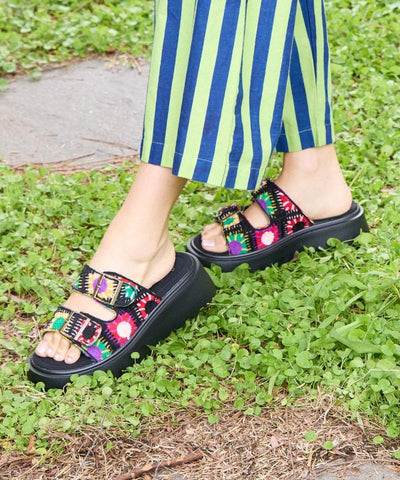 Crochet Texture Platform Ethnic Sandals