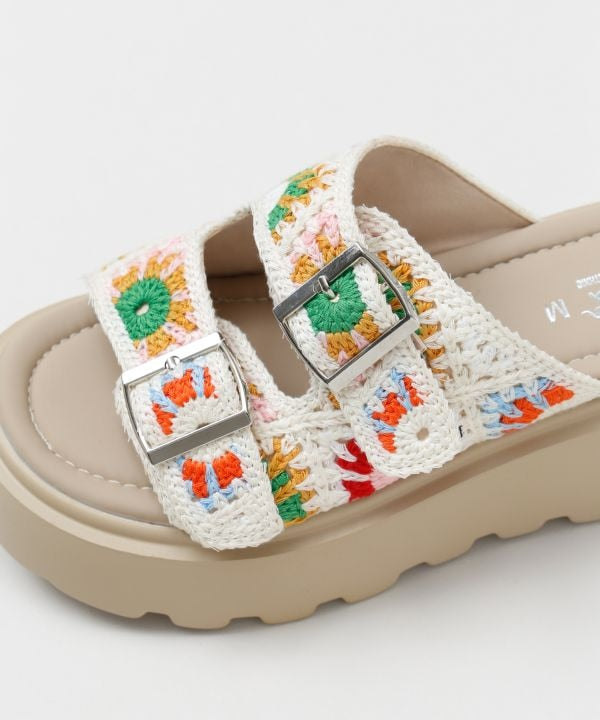 Crochet Texture Platform Ethnic Sandals