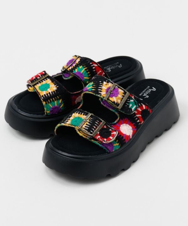 Crochet Texture Platform Ethnic Sandals