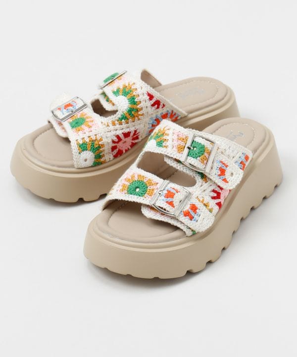 Crochet Texture Platform Ethnic Sandals