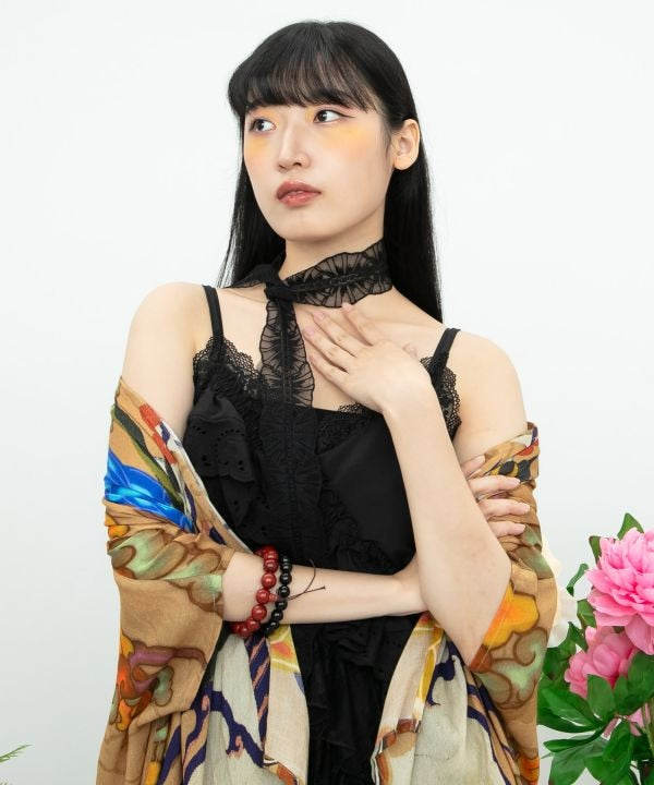 Lace Pattern Sheer Stole by AMINA - Ametsuchi