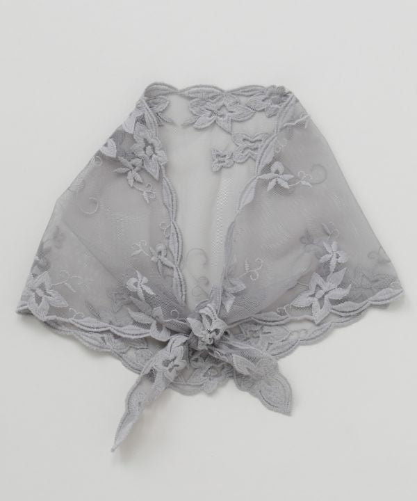 Embroidered Triangle Lace Stole by AMINA - Ametsuchi