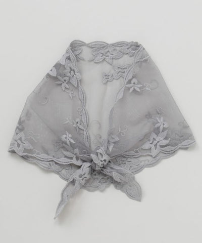 Embroidered Triangle Lace Stole by AMINA - Ametsuchi