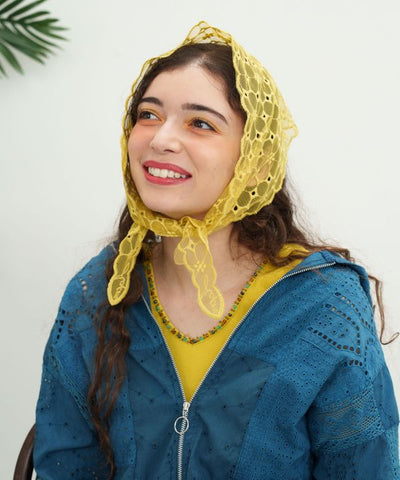 Sheer Floral Triangle Stole by AMINA - Ametsuchi