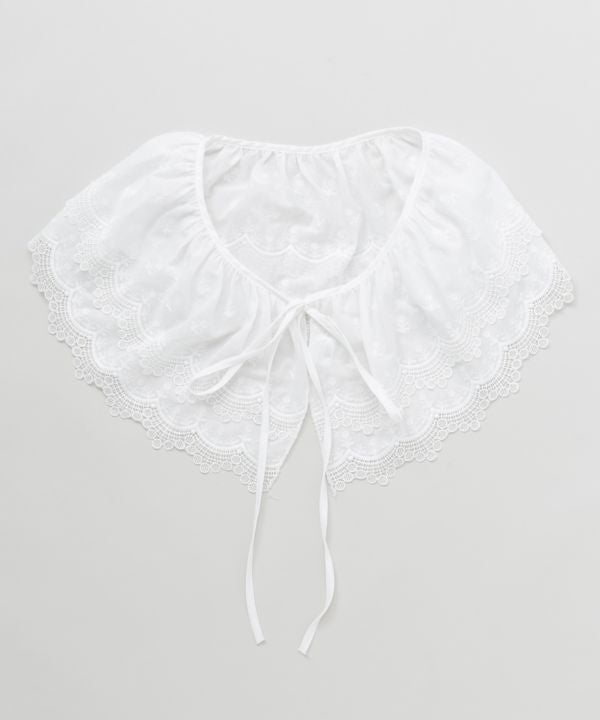 Embroidered Lace Way Scarf by AMINA - Ametsuchi