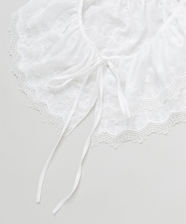 Embroidered Lace Way Scarf by AMINA - Ametsuchi
