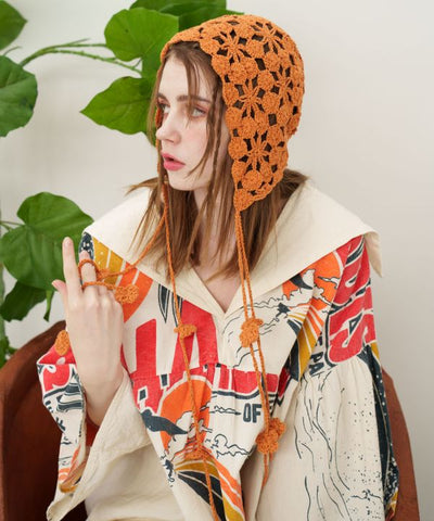 Crochet Babushka Cap by AMINA - Ametsuchi