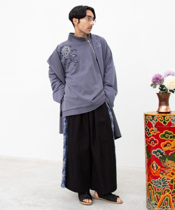 Peony Embroidered Sweatshirt for Men