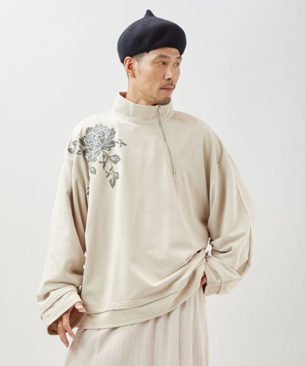 Peony Embroidered Sweatshirt for Men