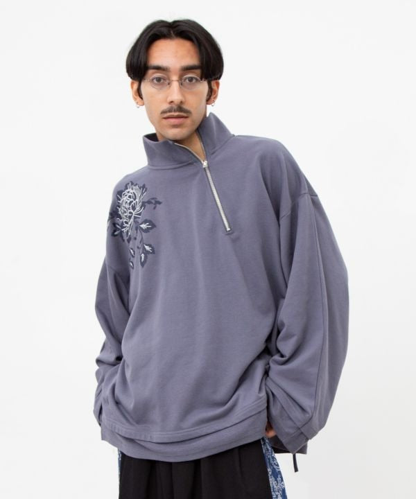Peony Embroidered Sweatshirt for Men