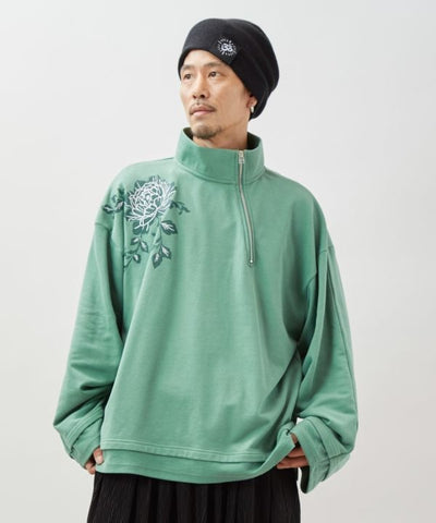 Peony Embroidered Sweatshirt for Men