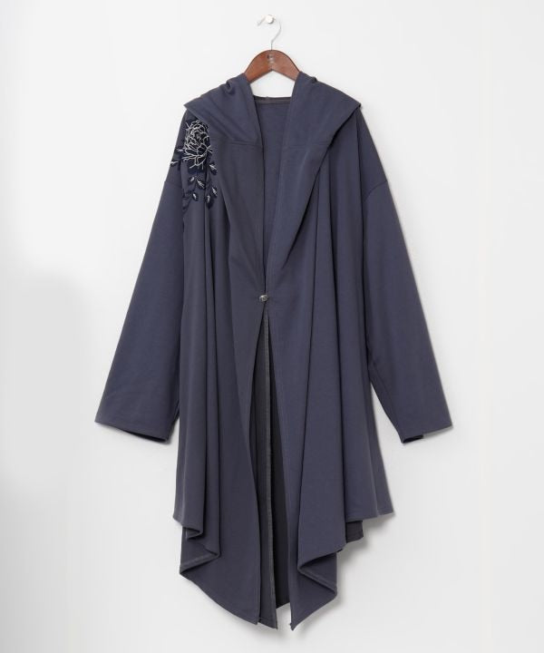 Peony Embroidered Sweat Hoodie Cardigan