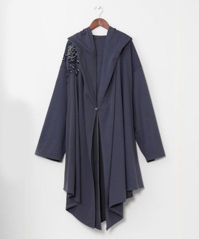 Peony Embroidered Sweat Hoodie Cardigan