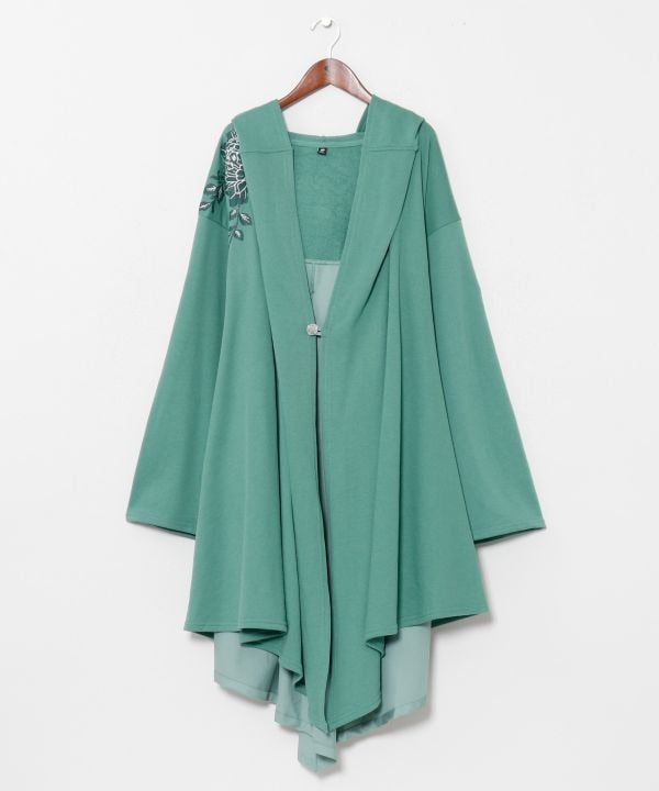 Peony Embroidered Sweat Hoodie Cardigan