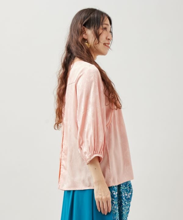 Peony Embroidery Satin Blouse