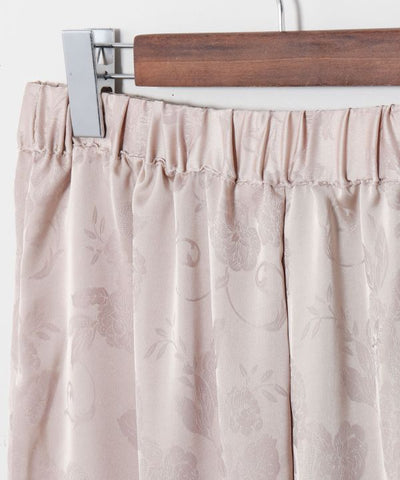 Peony Embroidery Satin Pants