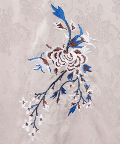 Peony Embroidery Satin Pants