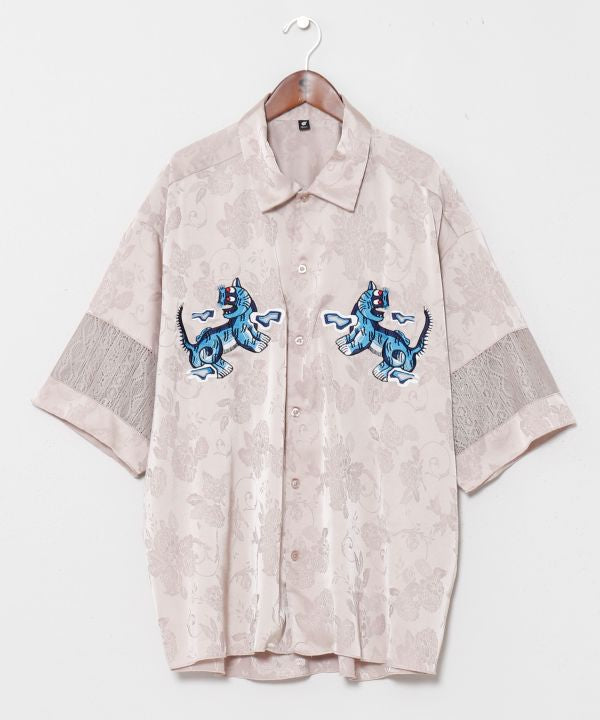 Men's Satin Open Collar Shirt Tops by AMINA - Ametsuchi