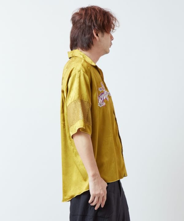 Men's Satin Open Collar Shirt Tops by AMINA - Ametsuchi