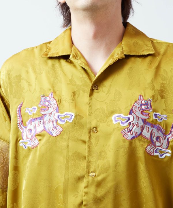 Men's Satin Open Collar Shirt Tops by AMINA - Ametsuchi