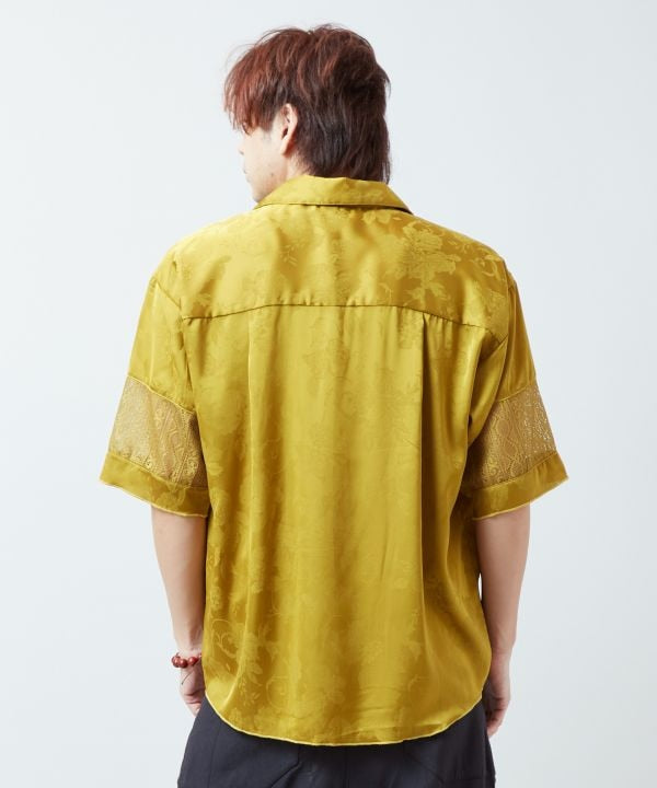 Men's Satin Open Collar Shirt Tops by AMINA - Ametsuchi