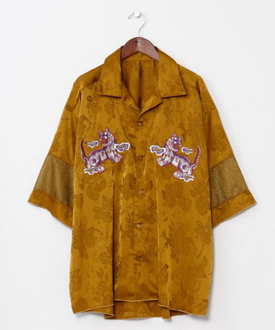 Men's Satin Open Collar Shirt Tops by AMINA - Ametsuchi