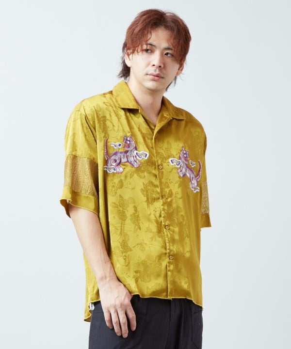 Men's Satin Open Collar Shirt Tops by AMINA - Ametsuchi
