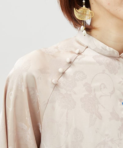Peony Embroidery Satin Dress