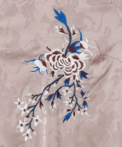 Peony Embroidery Satin Dress