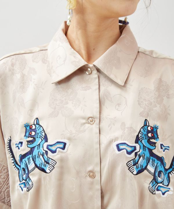 Satin Open Collar Shirt