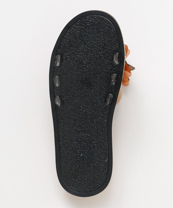 Floral Motif Flat Sandals Shoes by AMINA - Ametsuchi