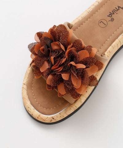 Floral Motif Flat Sandals Shoes by AMINA - Ametsuchi