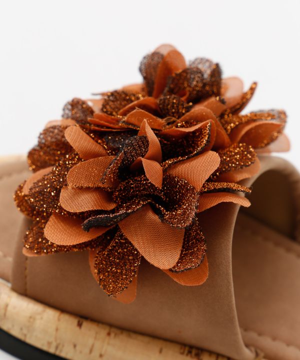 Floral Motif Flat Sandals Shoes by AMINA - Ametsuchi