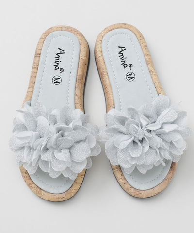 Floral Motif Flat Sandals Shoes by AMINA - Ametsuchi