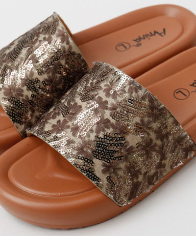 Sequin Slide Sandals Shoes by AMINA - Ametsuchi