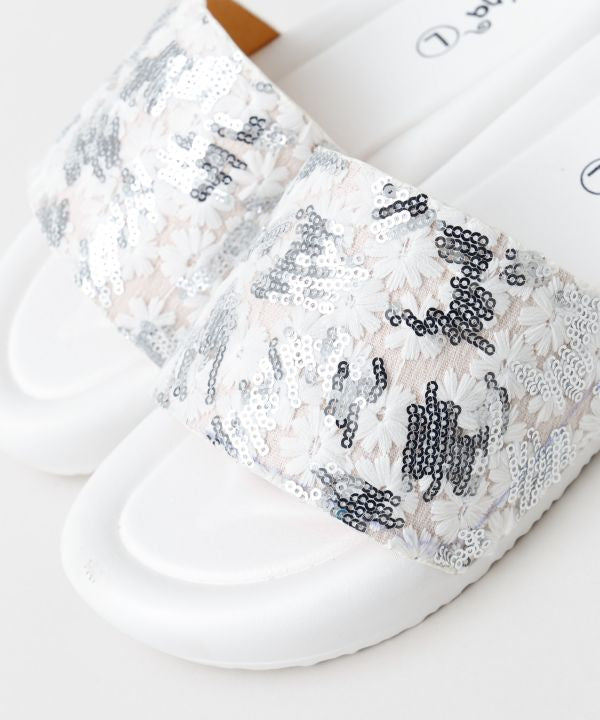 Sequin Slide Sandals Shoes by AMINA - Ametsuchi