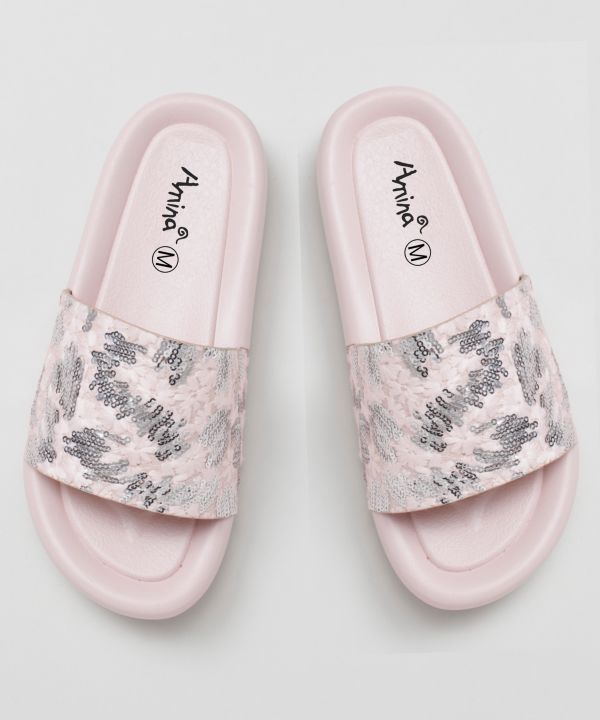 Sequin Slide Sandals