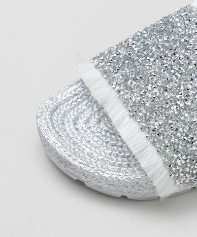 Fringe Glitter Ethnic Slide Sandals