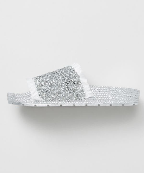 Fringe Glitter Ethnic Slide Sandals