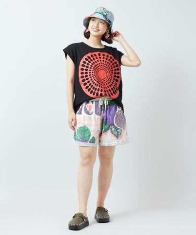 Kitenge Pattern Ripple Motif T-Shirt Tops by AMINA - Ametsuchi