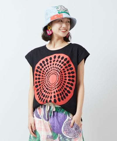 Kitenge Pattern Ripple Motif T-Shirt Tops by AMINA - Ametsuchi