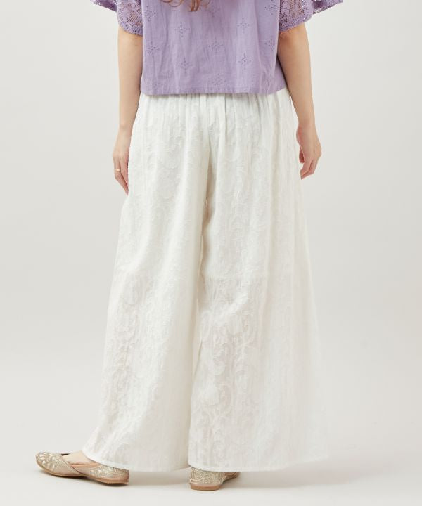 Floral Jacquard Flare Pants