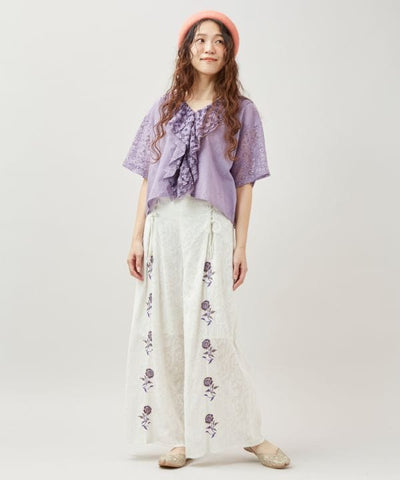 Floral Jacquard Flare Pants