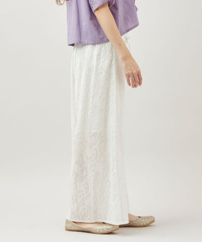 Floral Jacquard Flare Pants