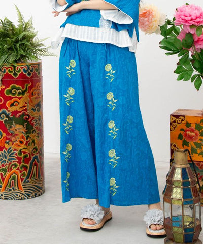 Floral Jacquard Flare Pants