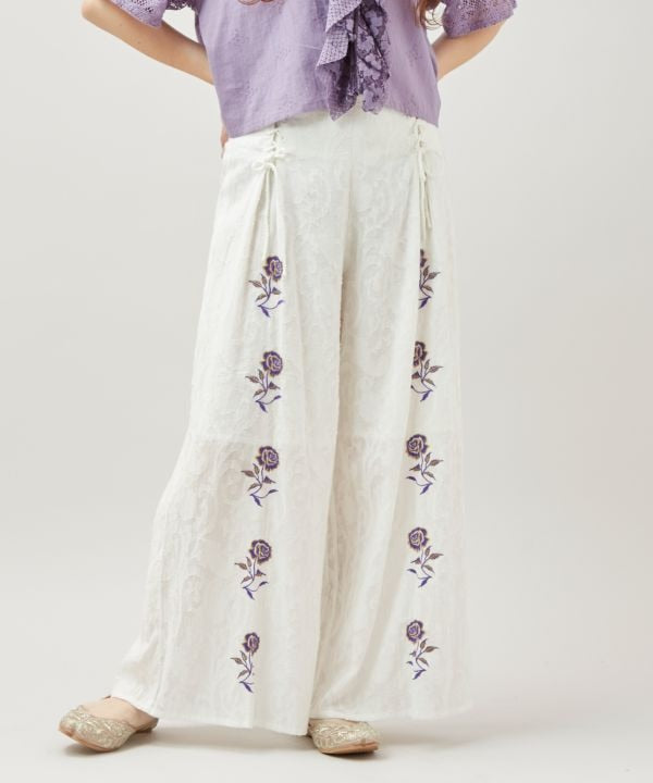 Floral Jacquard Flare Pants