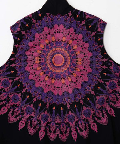 Mandala Print Asymmetrical Cardigan